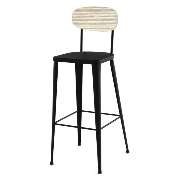 Tabouret dossier bois River : le confort rustique pour votre établissement JAB DESIGN - 4
