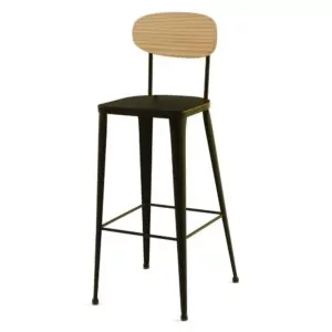 Tabouret dossier bois River : le confort rustique pour votre établissement JAB DESIGN - 1